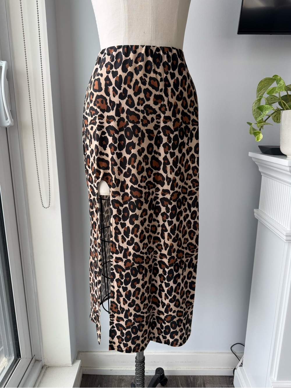 ASOS Leopard Print Midi Skirt with slit
